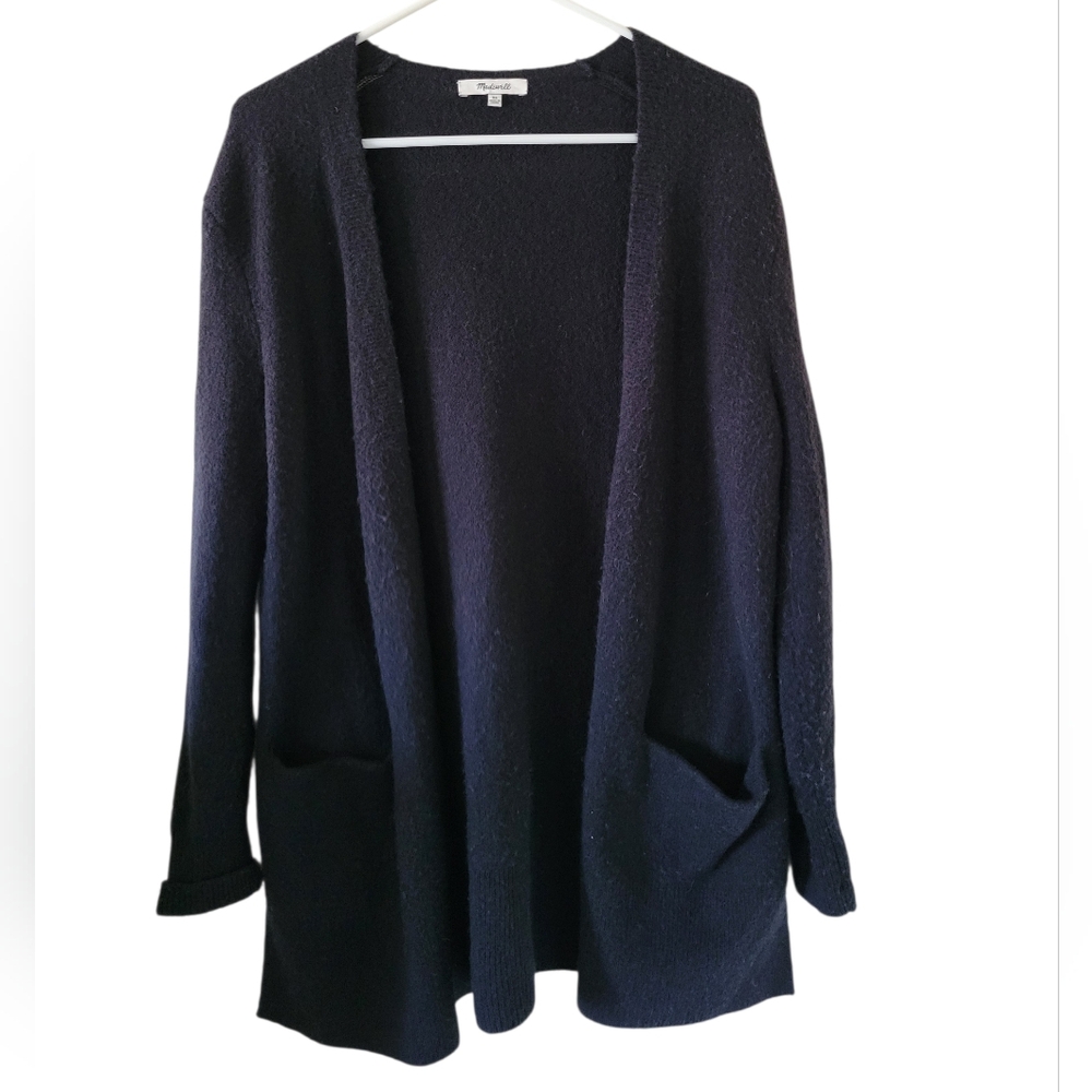 Madewell Cozy Walker Black Wool Blend Cardigan